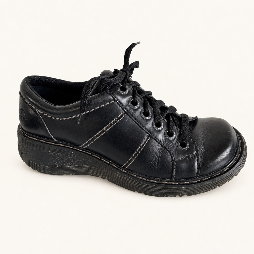Dr. Martens Bailey Black Leather Chunky Platform Oxford Shoes Women 7 EU 38